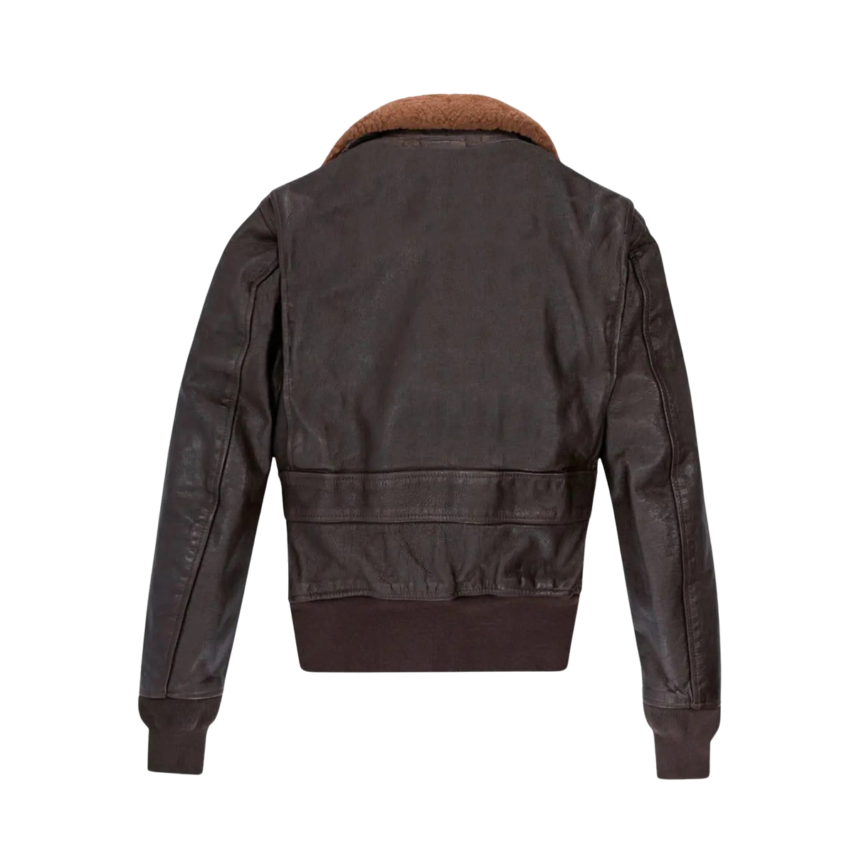 Men's Distressed Brown Leather Flight Jacket with Shearling Collar