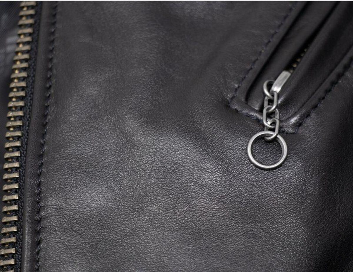 Men's Black Lightweight Cowhide Asymmetrical Moto Jacket