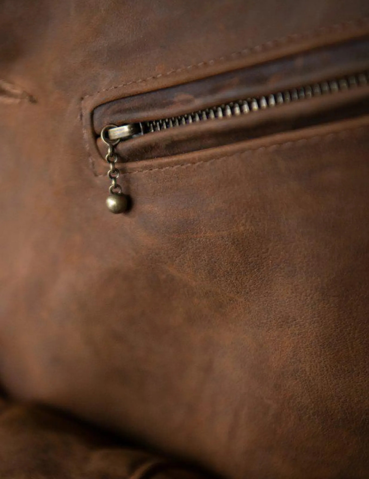 Men's Distressed Brown Nubuck Cowhide Mechanic's Jacket