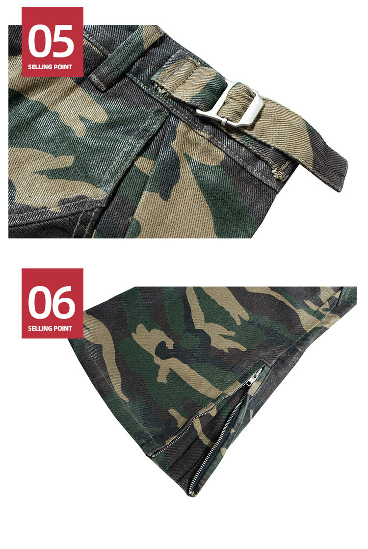 Splicing Camo Wide Leg Flared Pants
