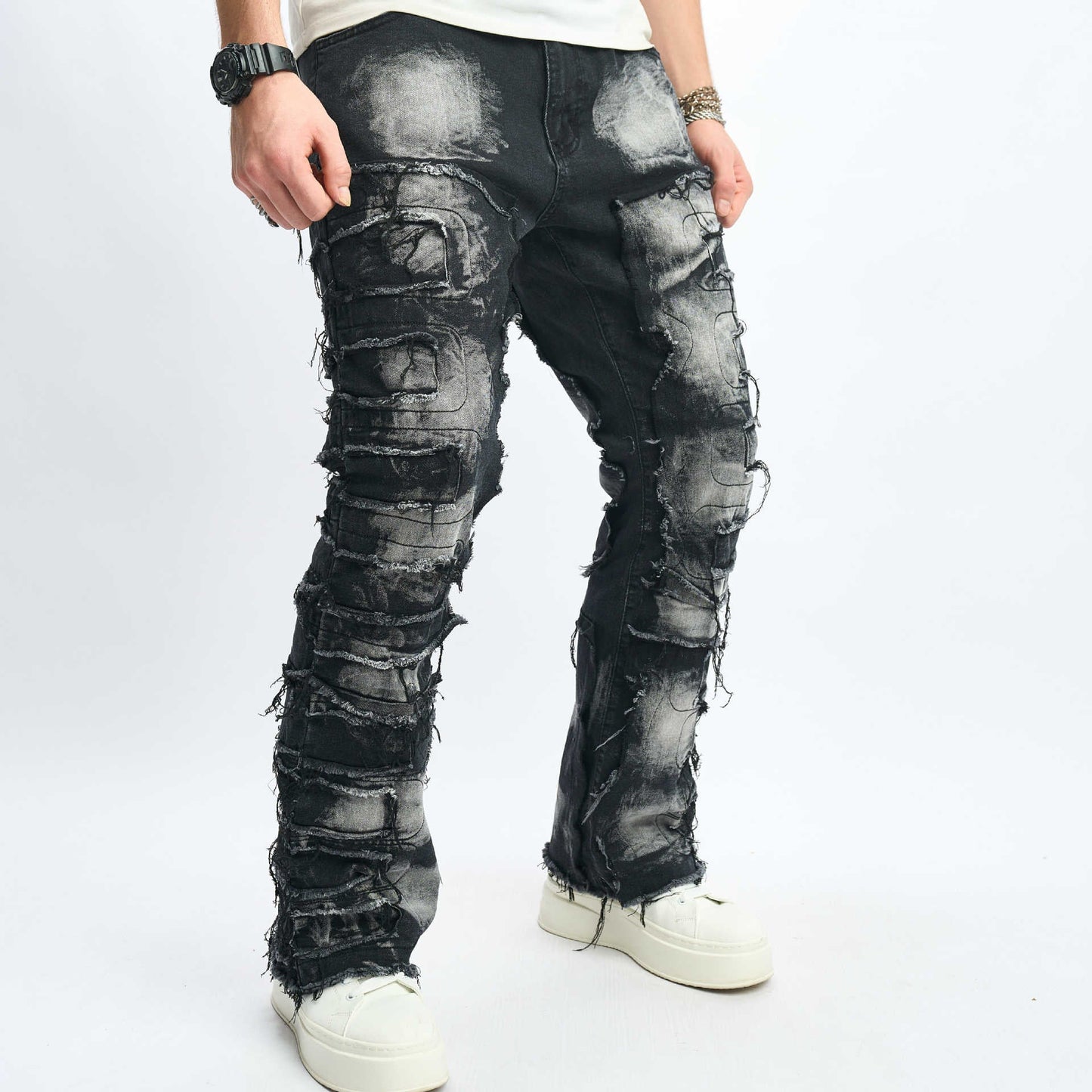 Vintage Washed Black Denim Jeans