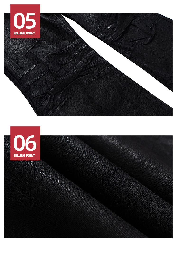 Black Vinyl Flared Jeans