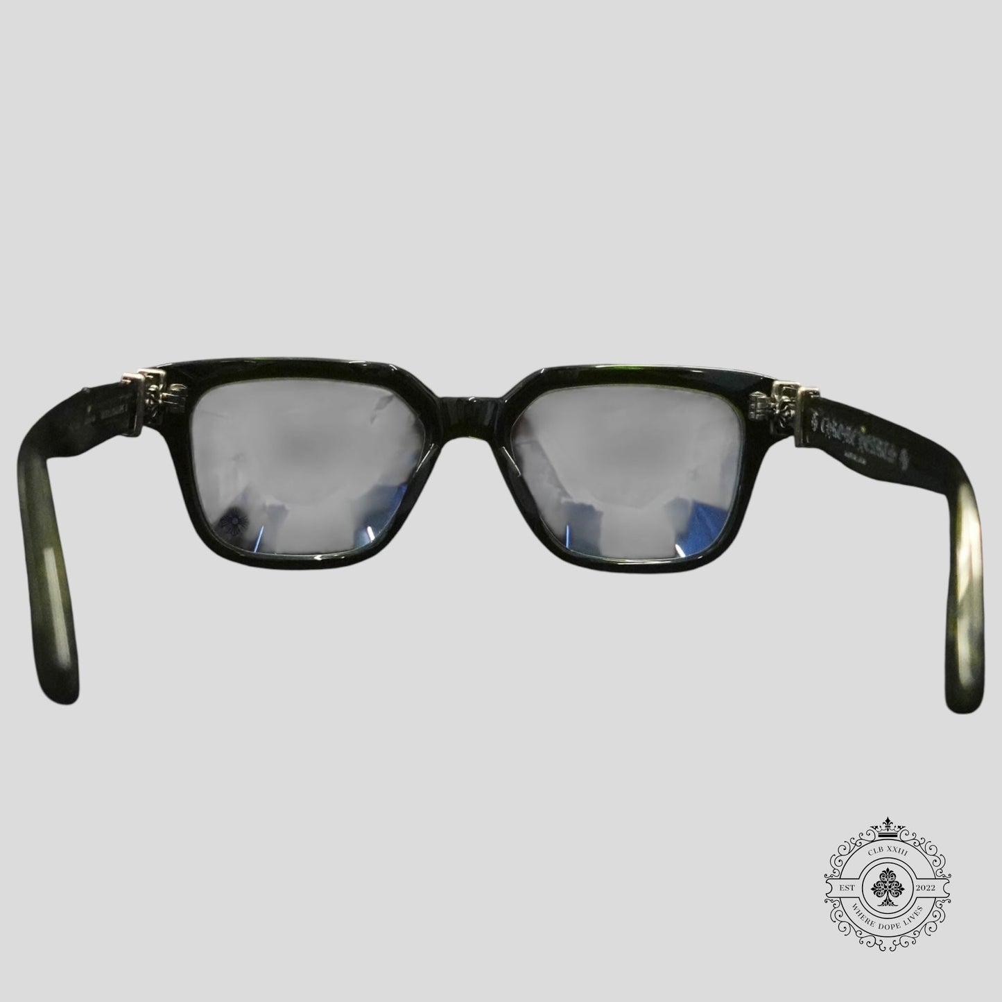 Chrome Hearts Diamond Embellished Vagillionaire II Glasses in Green/Silver