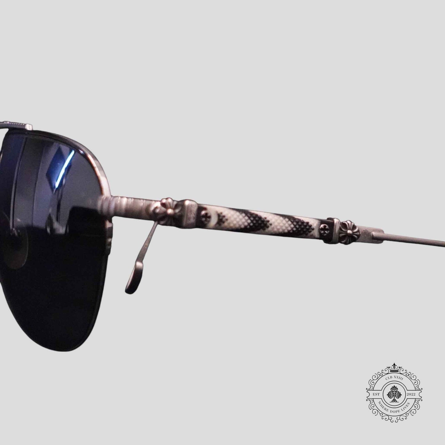 Chrome Hearts Full Metal Chicken Glasses in Zebra/Silver