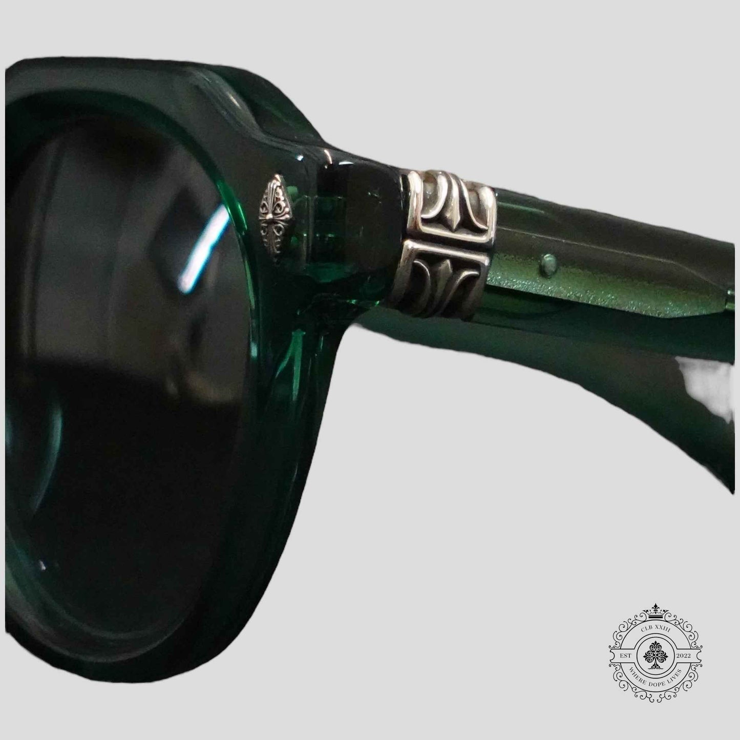 Chrome Hearts Lizard Boot Sunglasses in Marine Green/Silver