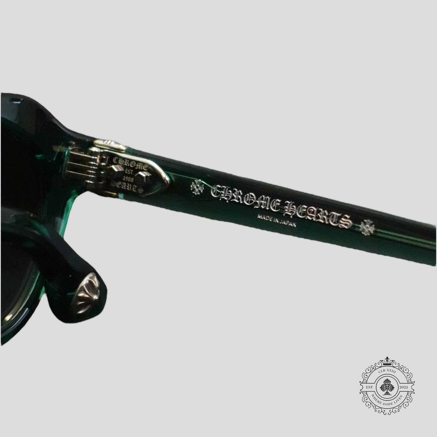 Chrome Hearts Lizard Boot Sunglasses in Marine Green/Silver