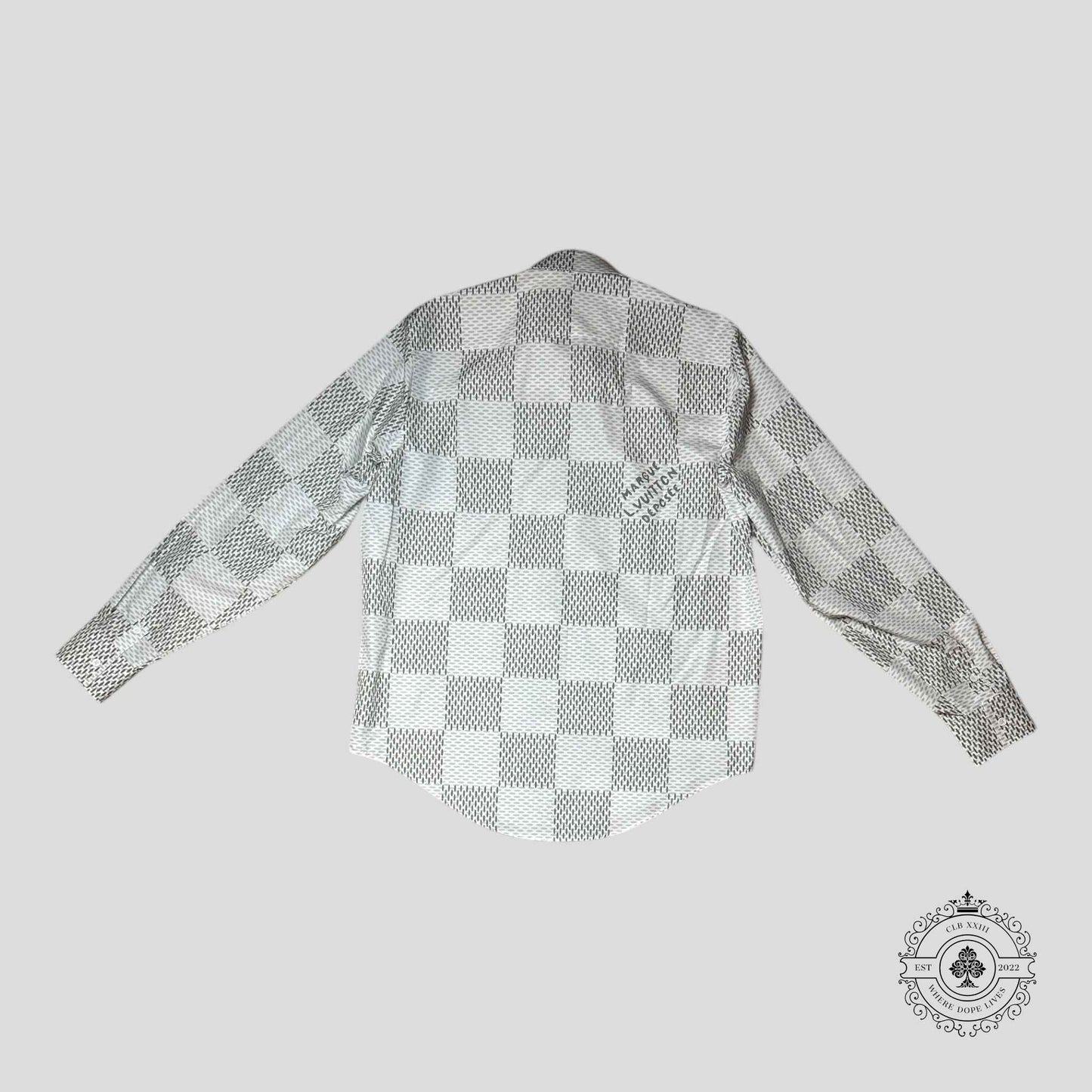 Louis Vuitton Damier Button Up Shirt in White/Grey