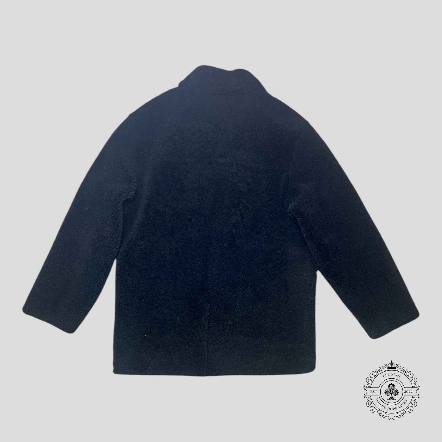 Louis Vuitton Shearling and Embossed Monogram Leather Business Coat in Black