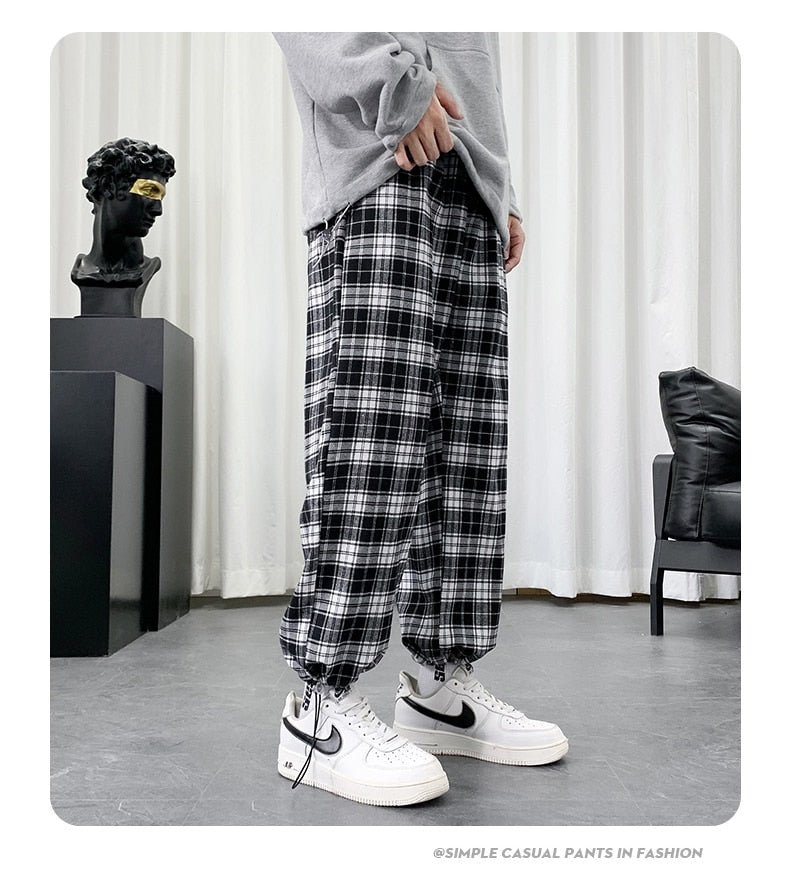 Black And White Checkered Pattern Pants