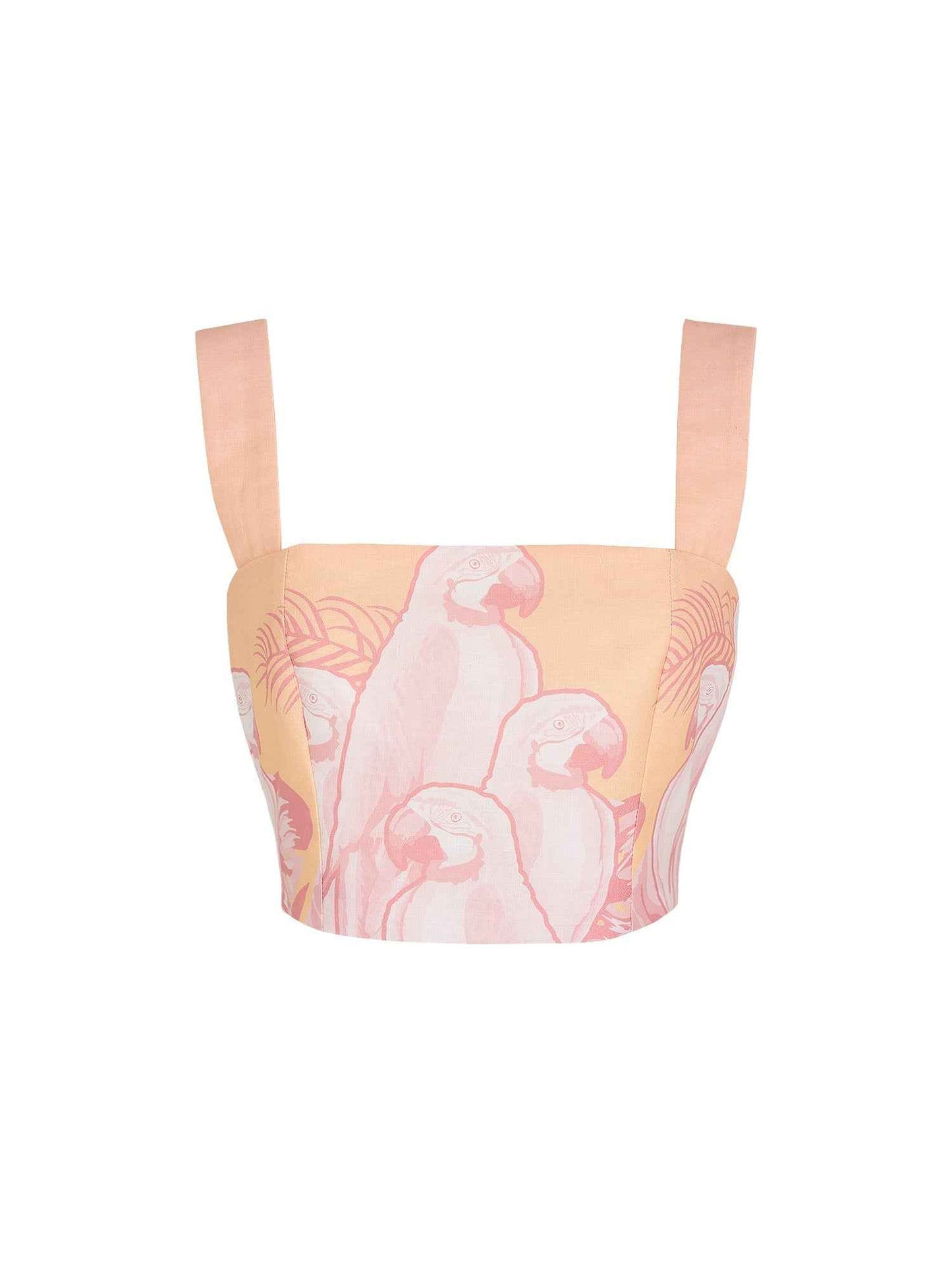 SOTAVENTO TOP IN CORAL MACAW PRINT