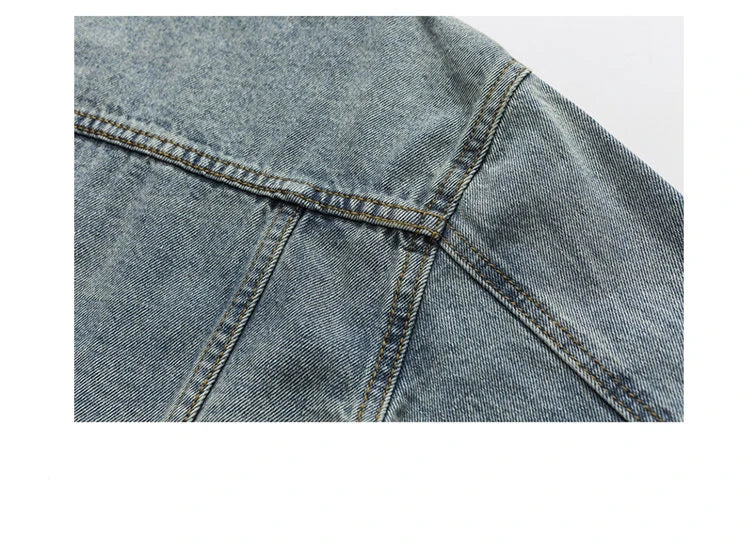Tied Die Lapel Button Up Jean Jacket