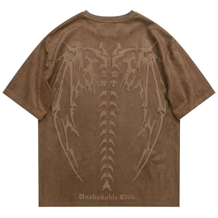 Skeleton Wings Graphic Streetwear Oversized Unisex T-shirt