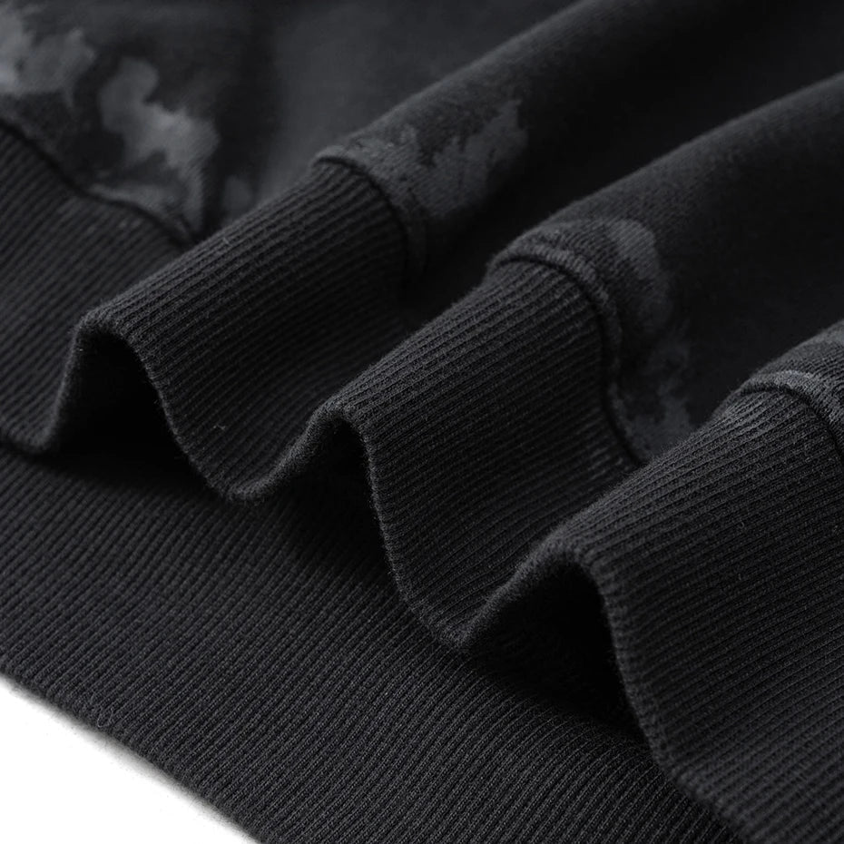 Coal Black Striped Sleeves Hoodie