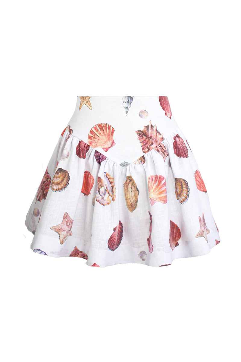 SOTAVENTO MINI SKIRT IN CONCHITAS IN WHITE PRINT
