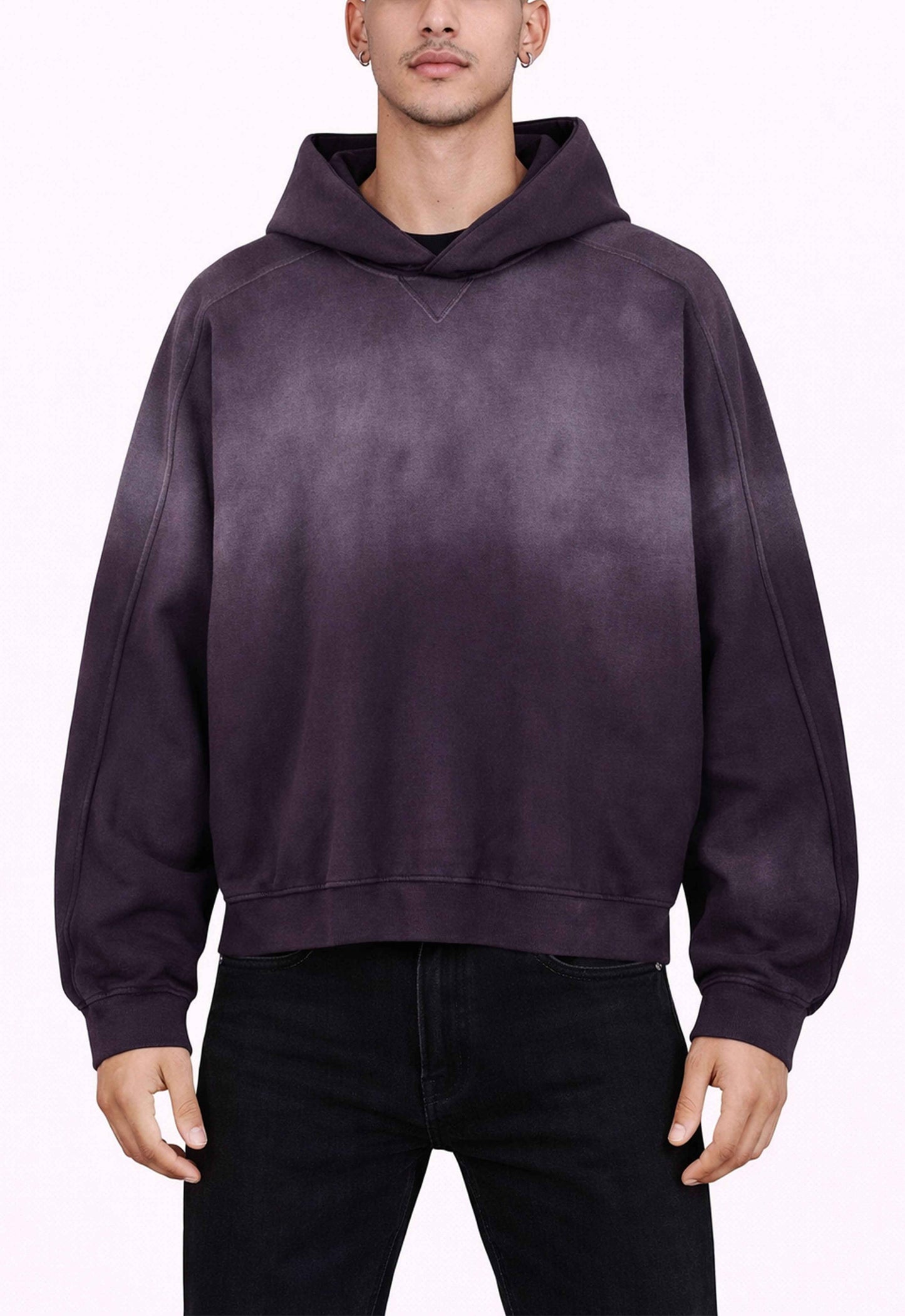 PLUM CONTRAST PANEL HOODIE