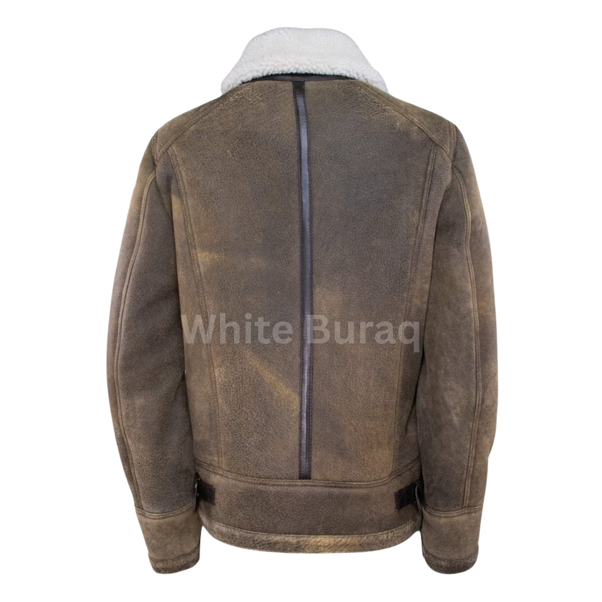 Women's Distressed Brown Leather Bomber Jacket with Shearling Collar