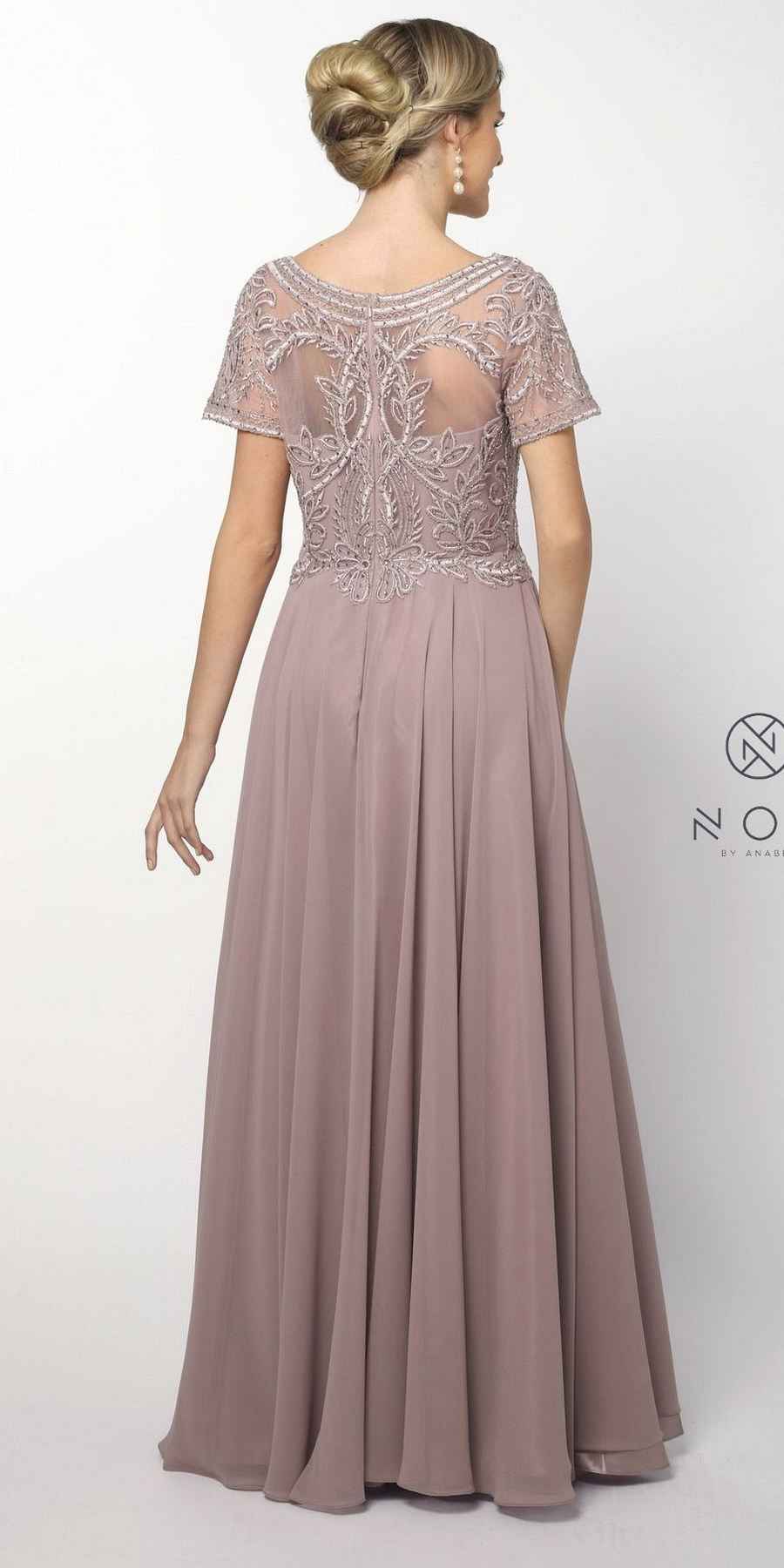 CLEARANCE - Nox Anabel Y525 - Short Sleeve Embroidered Top Formal Dress (Size 3XL)
