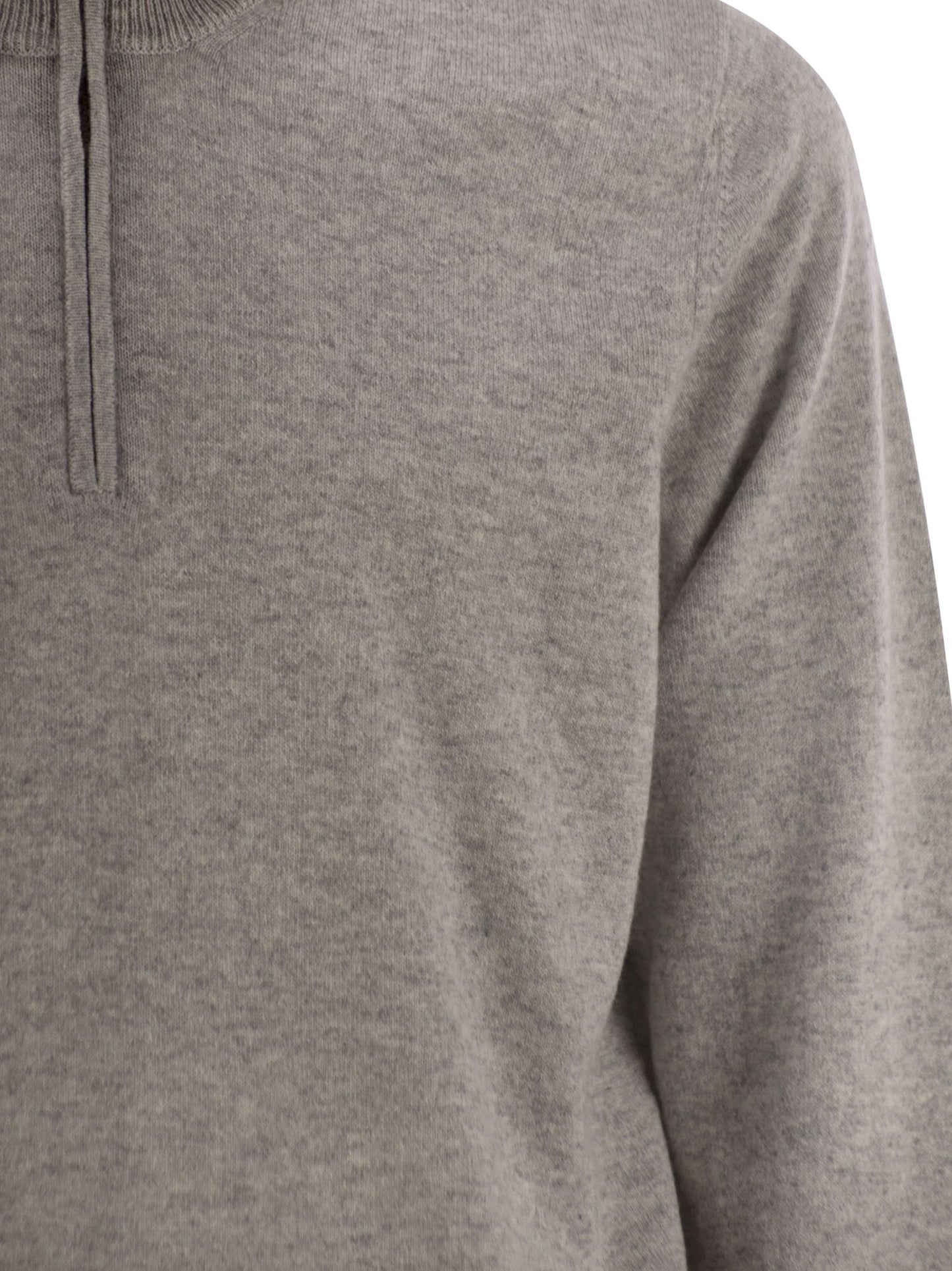 Brunello Cucinelli Men High-Necked Cashmere Sweater With Zip Opening