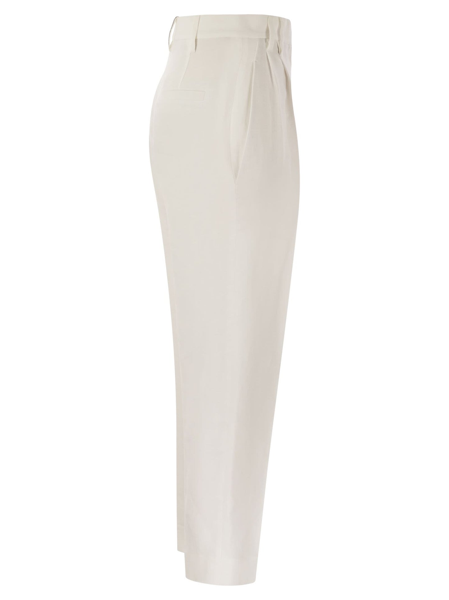 Brunello Cucinelli Women Slouchy Trousers In Viscose And Linen Fluid Twill With Moniline