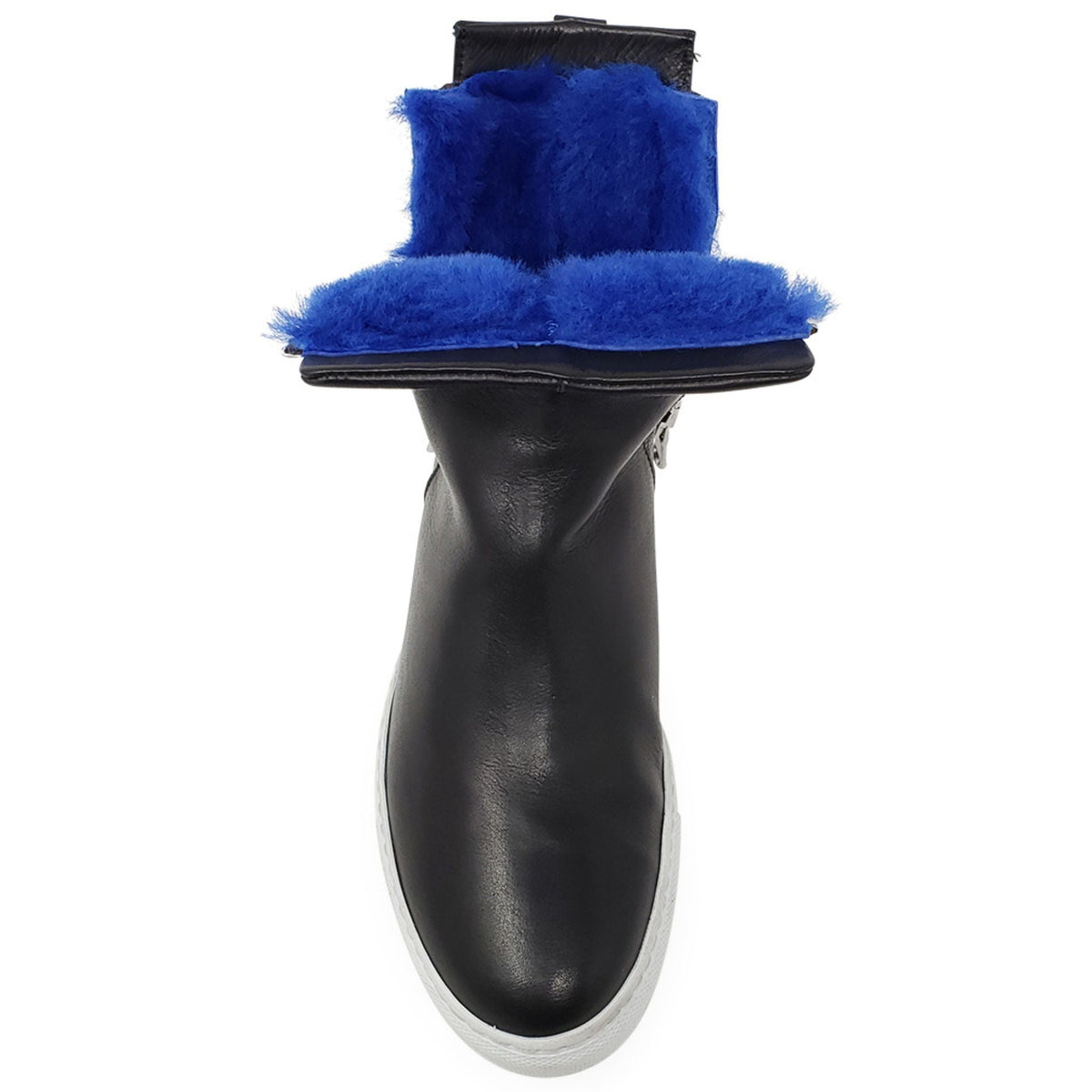 Black Leather Double Zip Shearling Boot - JUSTLUXURY