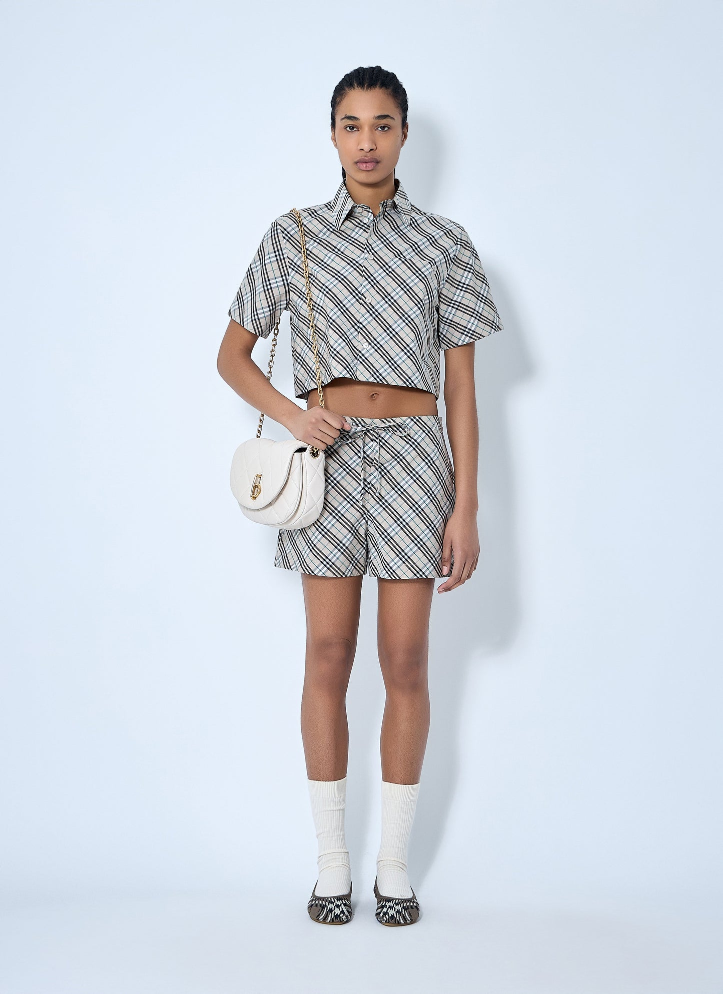 Burberry Women Crop Check Shirt