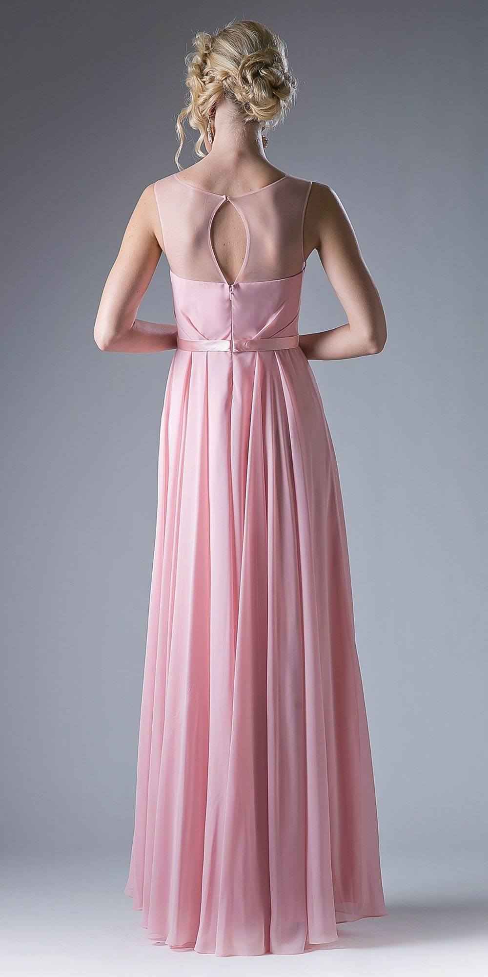 Cinderella Divine CJ236 Illusion Cowl Neckline A-Line Long Dress