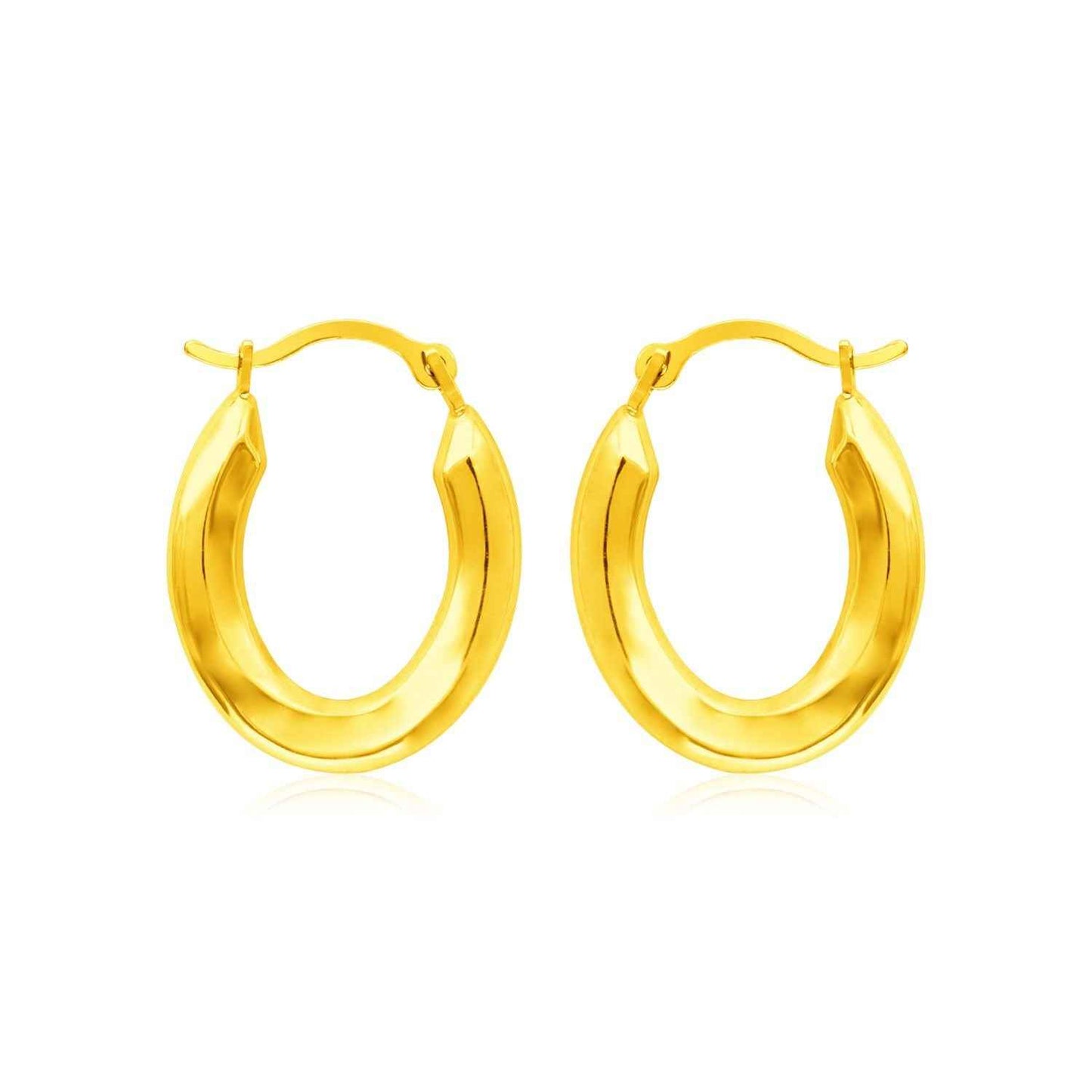 14k Yellow Gold Polished Oval Hoop Earrings
