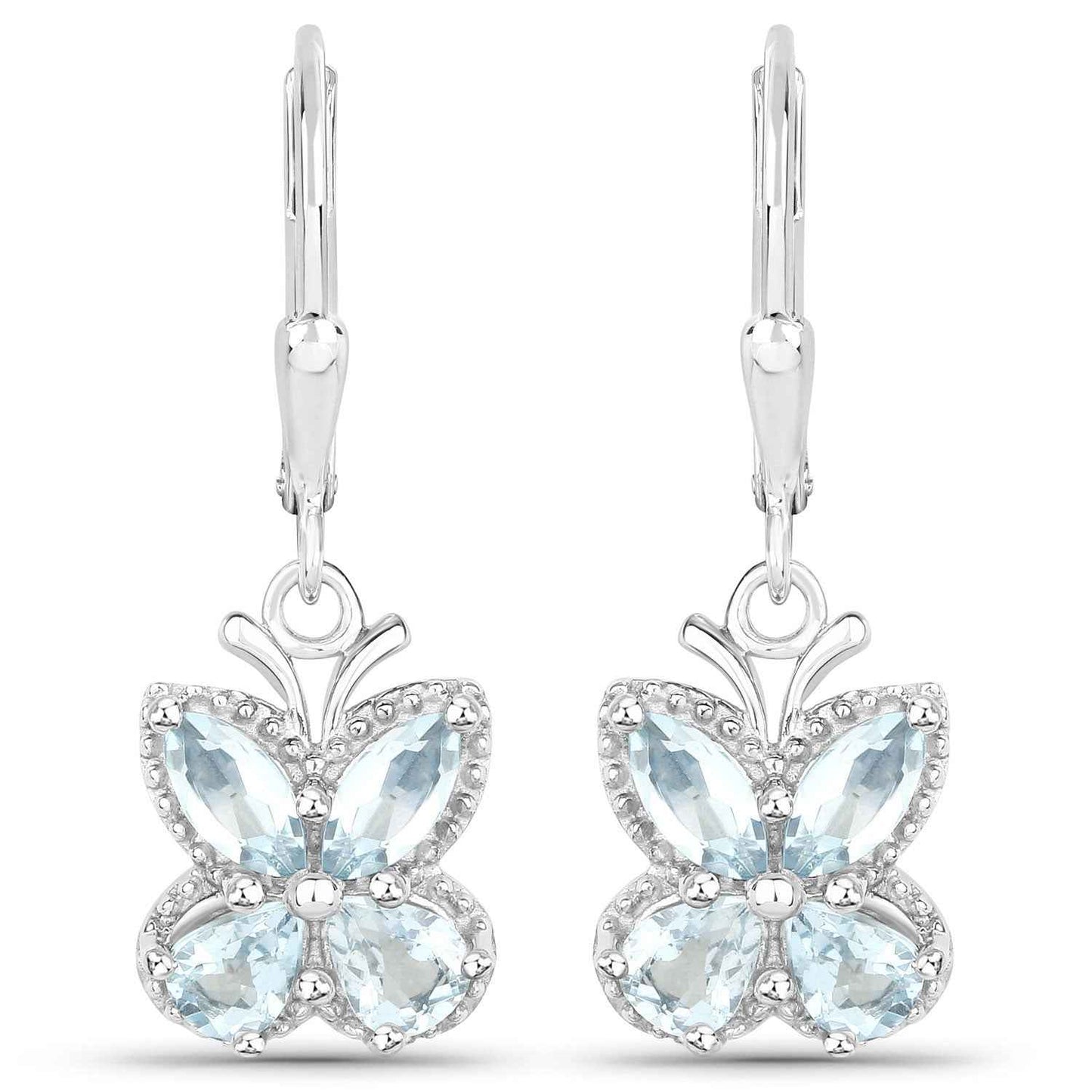 1.76 Carat Genuine Aquamarine .925 Sterling Silver Earrings