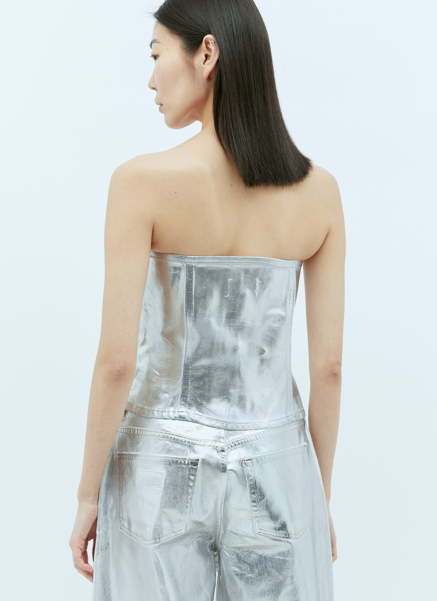 Ganni Women Foil Denim Corsage