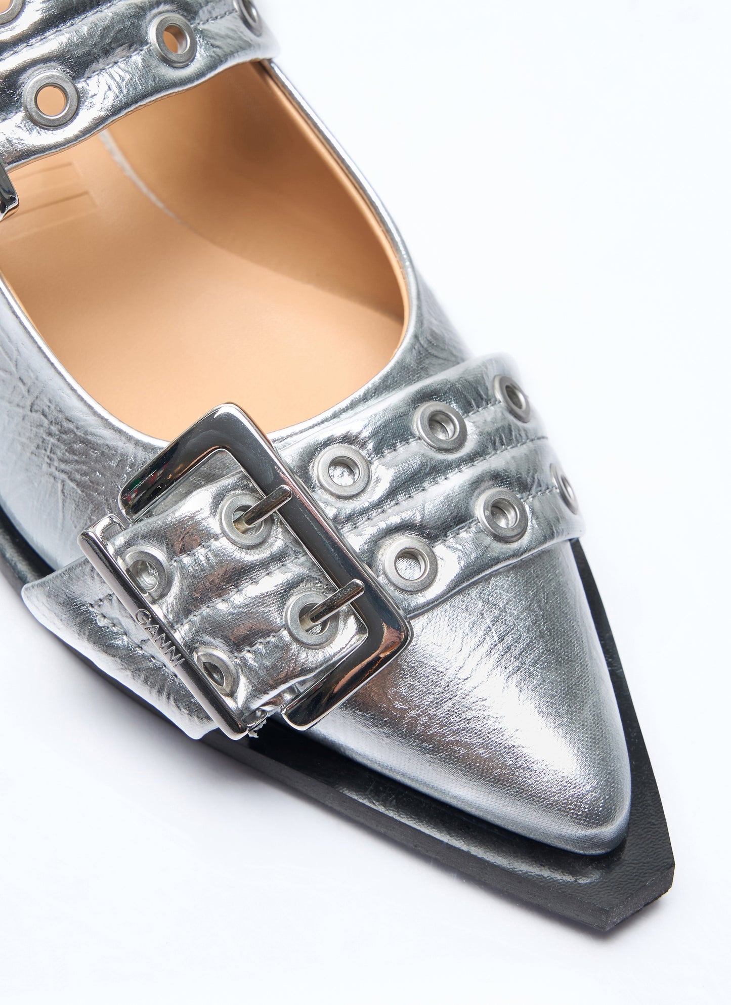 Ganni Women Feminine Buckle Ballerina Flats