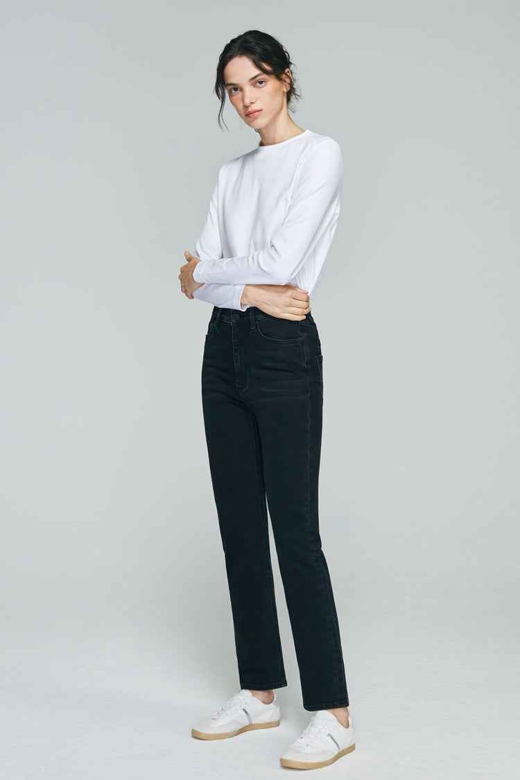 Two Shots High Rise Straight Crop Jeans HJ013