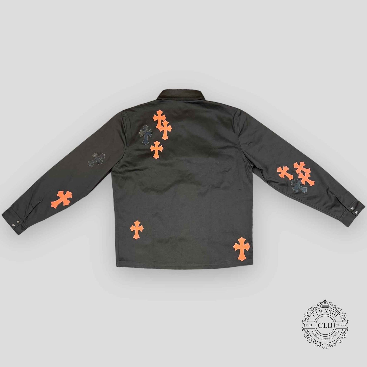 CHROME HEARTS CROSS PATCH WORK DOG SHIRT - BROWN
