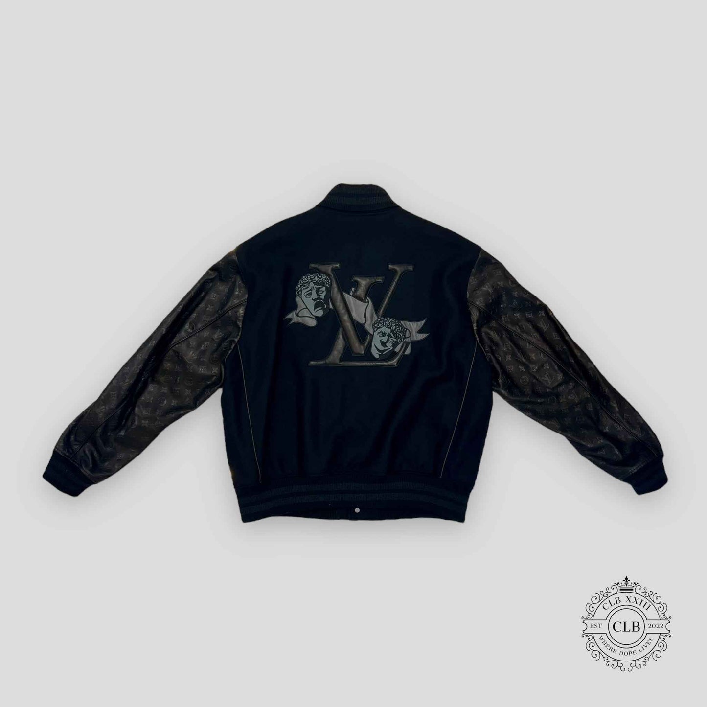 Louis Vuitton Mix Leather Varsity Jacket in Black