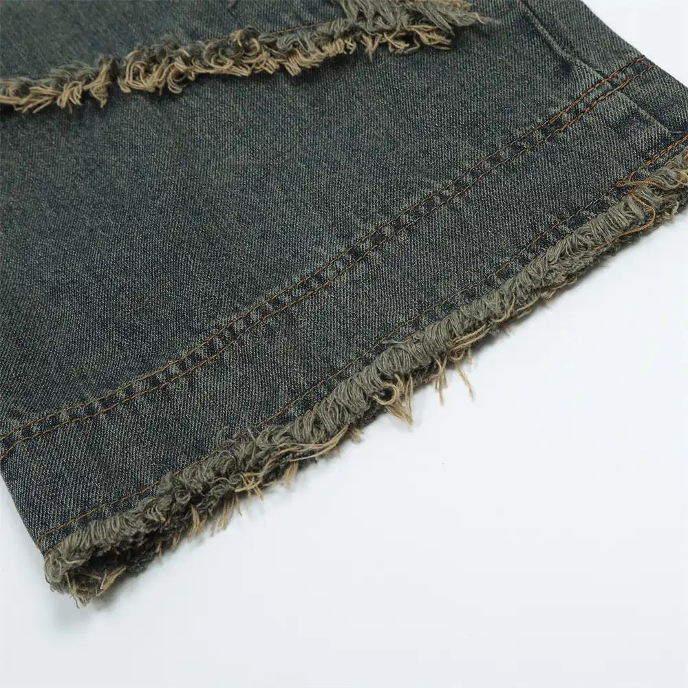 Star Patched Wide Leg Jeans