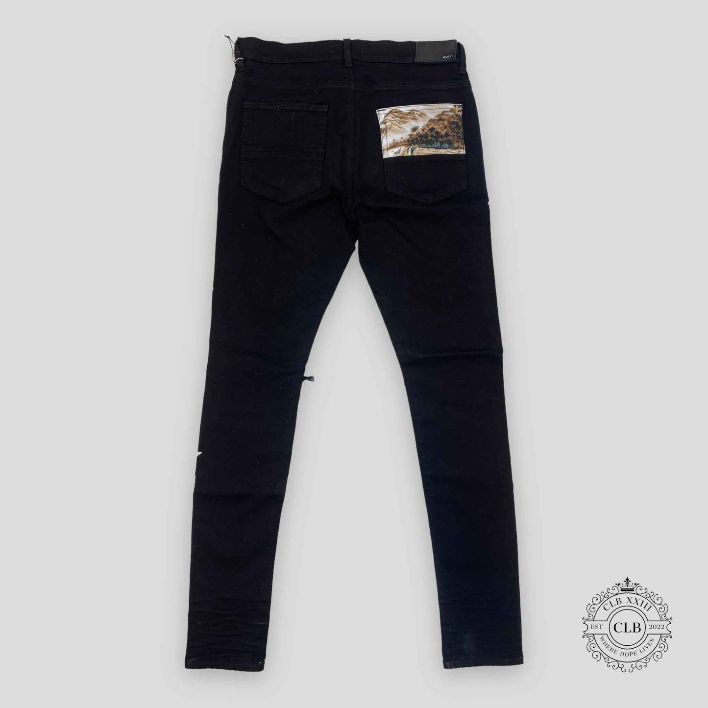 Amiri Hawaiian Star Art Patch Jeans in Black