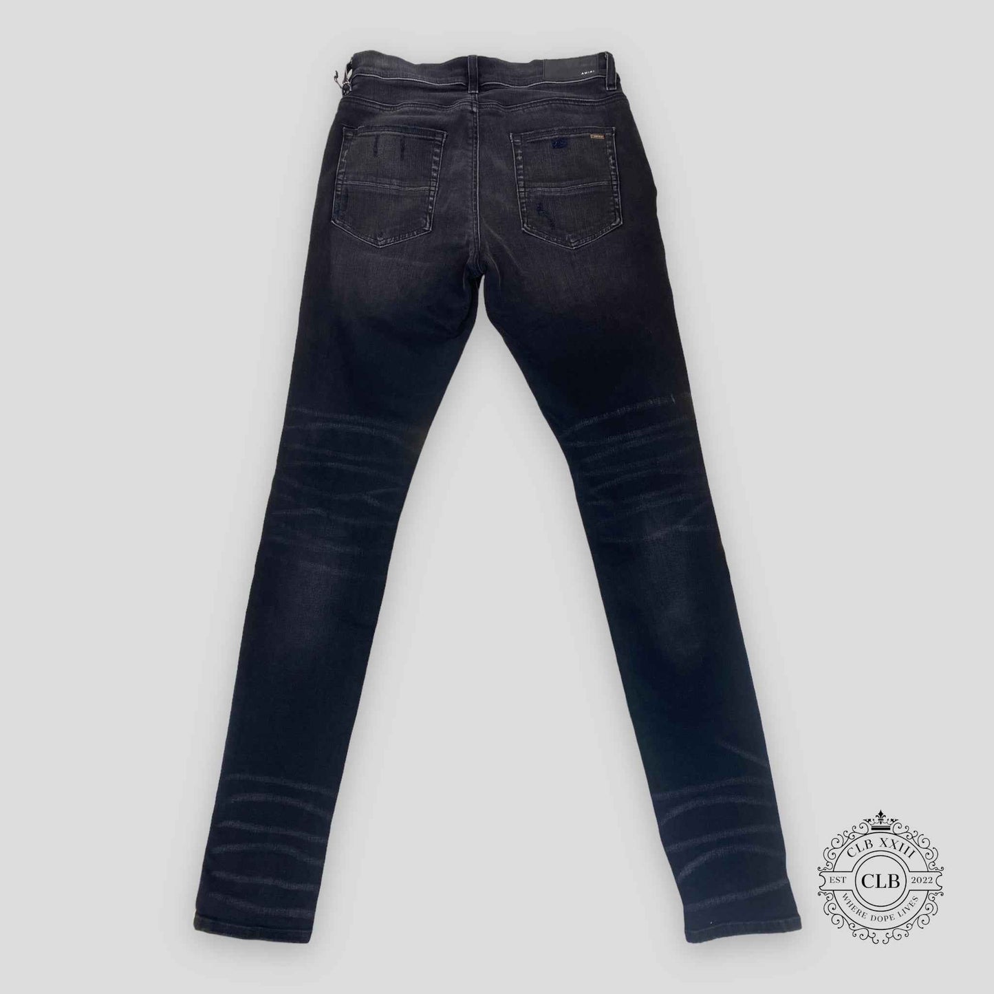 Amiri MX1 Black Bandana Patch Jeans in Aged Black