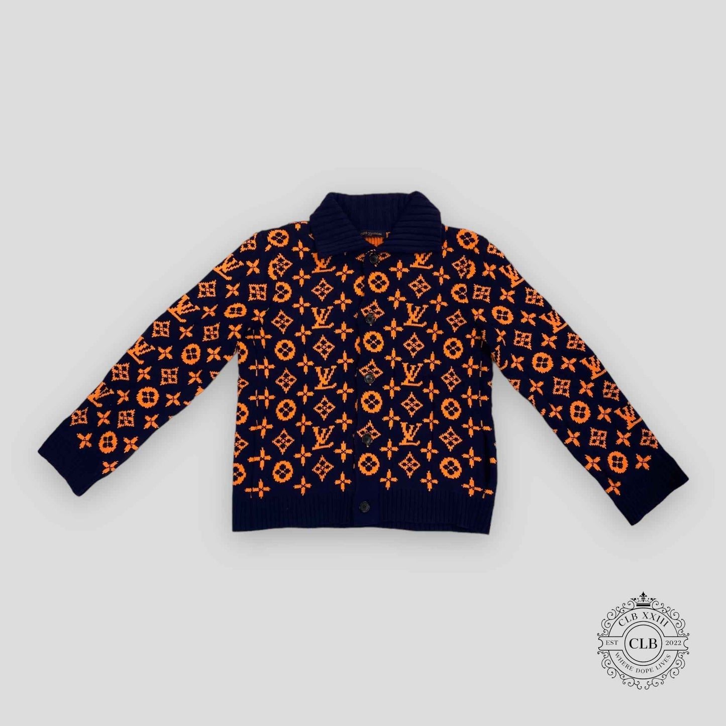 LOUIS VUITTON SIGNATURE CARDIGAN - NAVY/ORANGE