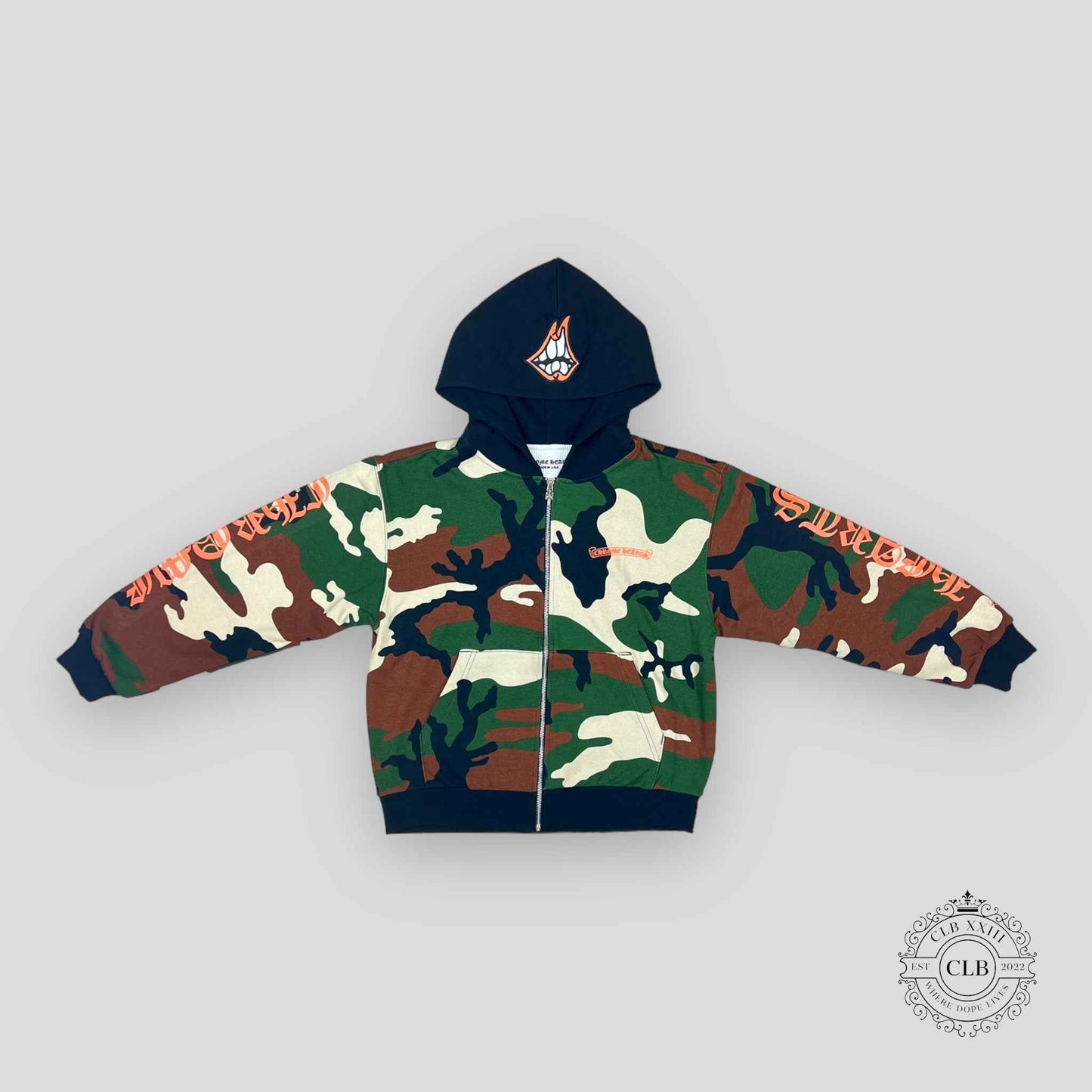 CHROME HEARTS MATTY BOY CAUTION THERMAL ZIP UP HOODIE