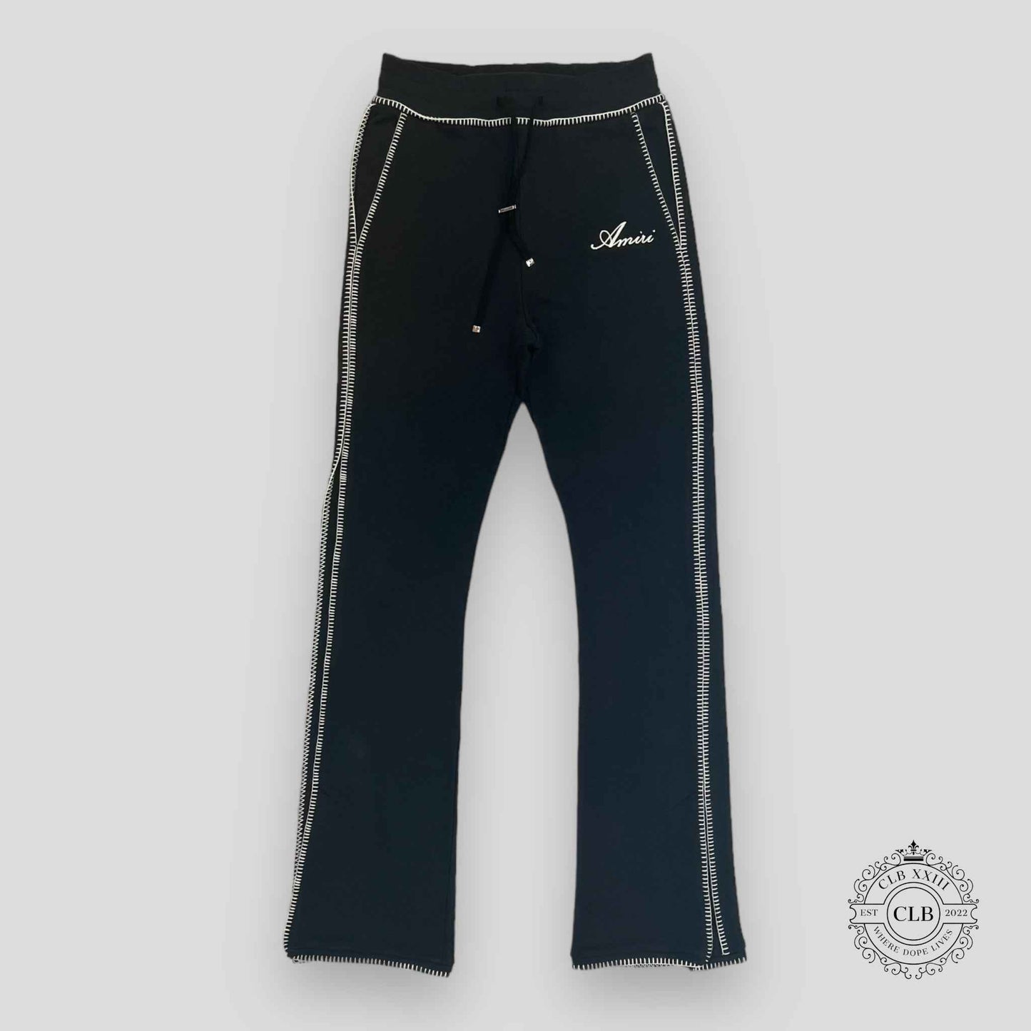 AMIRI STITCHED LOGO FLARE TROUSER - BLACK