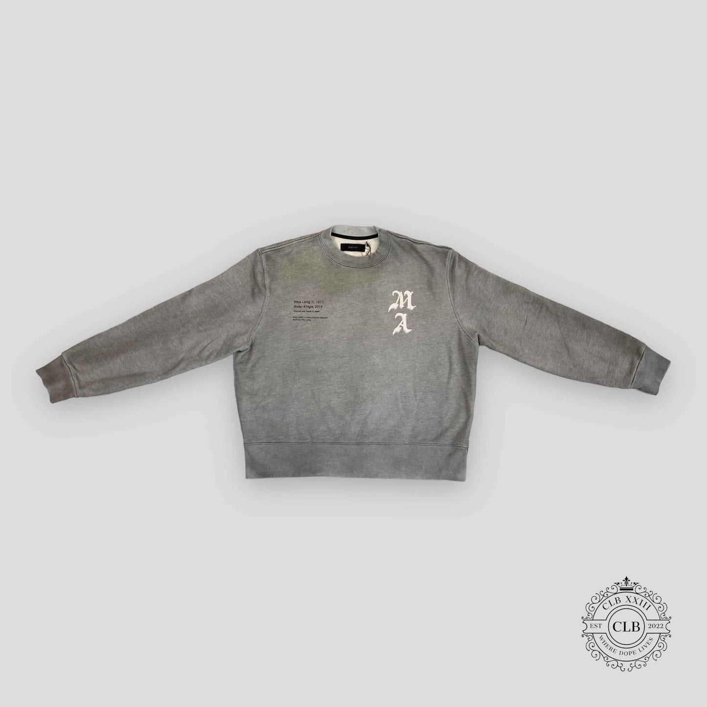 AMIRI WES LANG SOLAR KINGS CREWNECK - HEATHER GREY