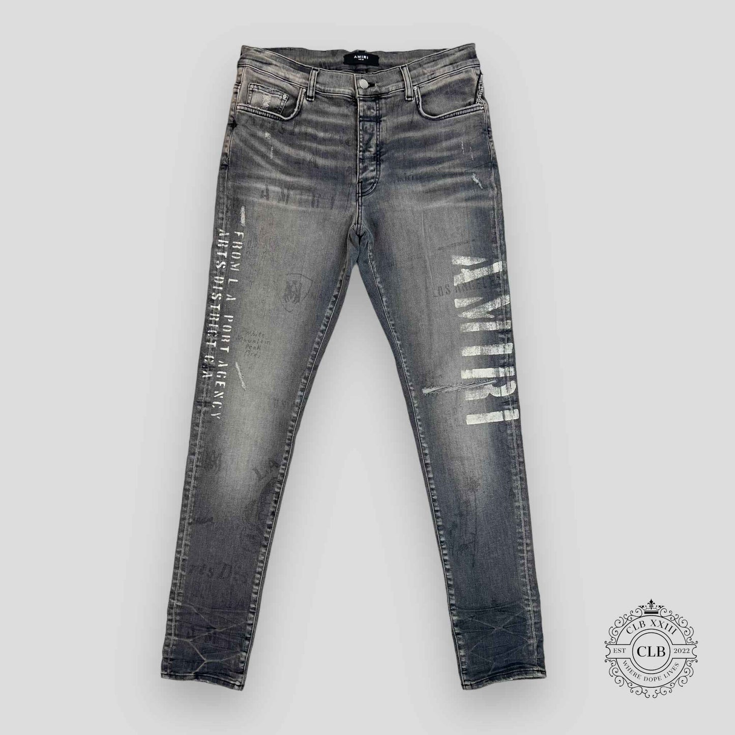 Amiri Military Stencil Jeans in Grey