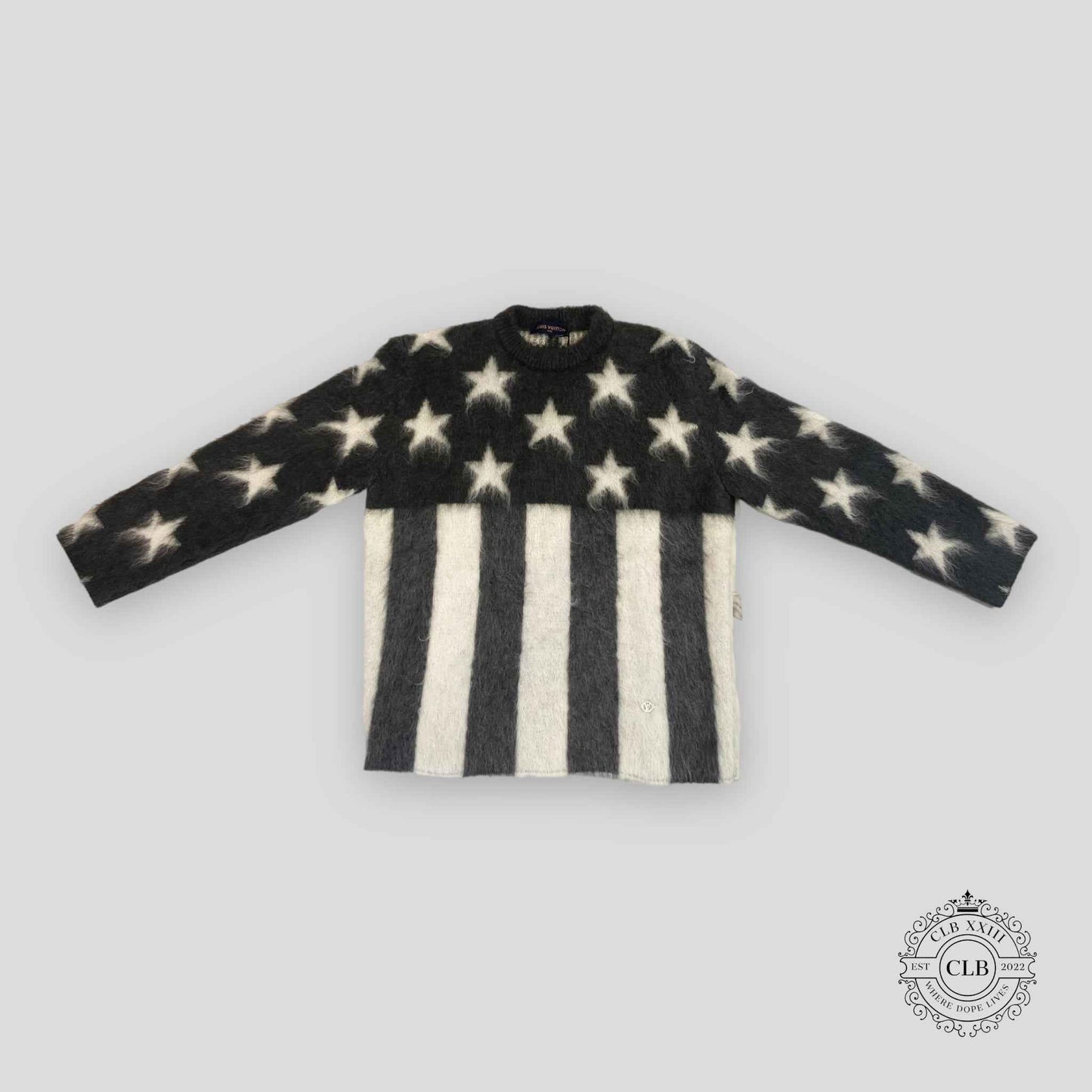 LOUIS VUITTON USA FLAG MOHAIR SWEATER - GREY