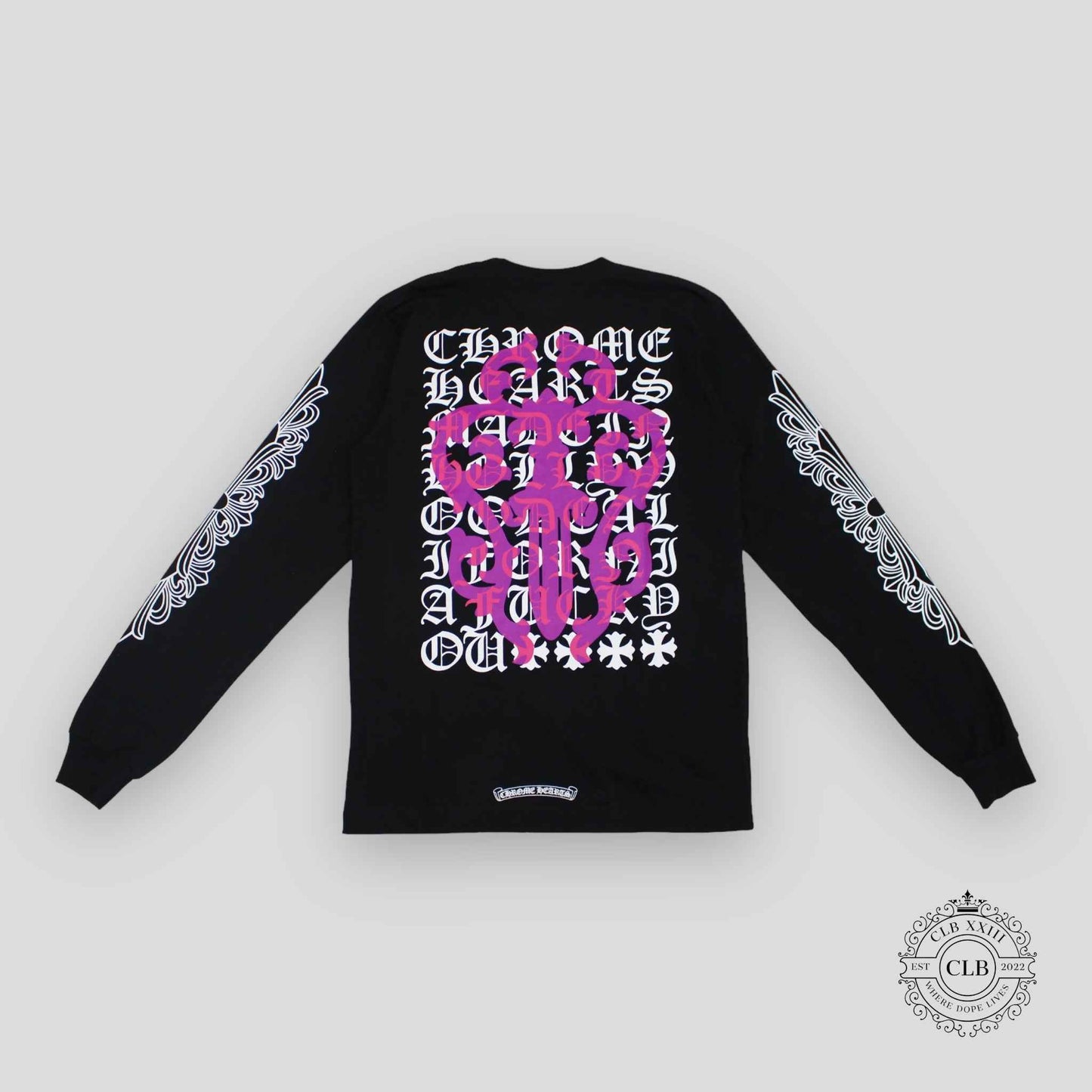 CHROME HEARTS DAGGER LONG SLEEVE TEE - BLACK / PINK