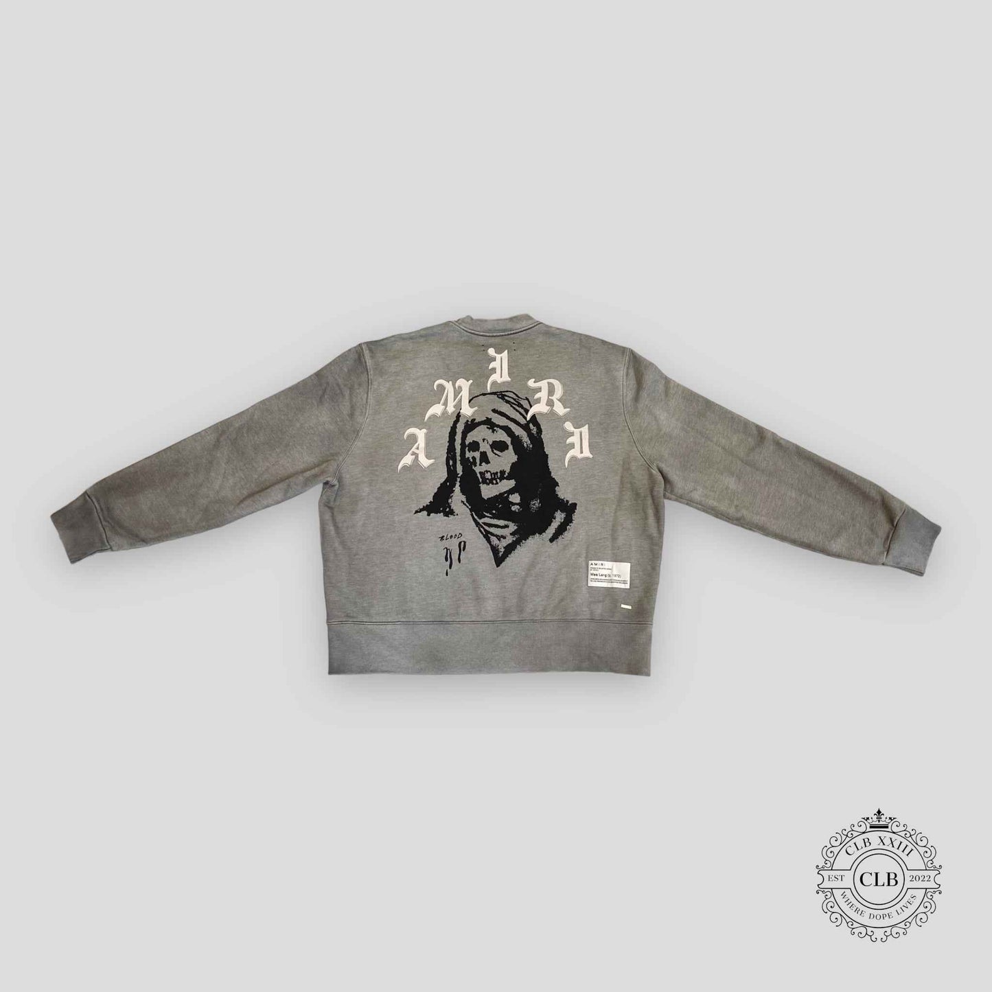 AMIRI WES LANG SOLAR KINGS CREWNECK - HEATHER GREY