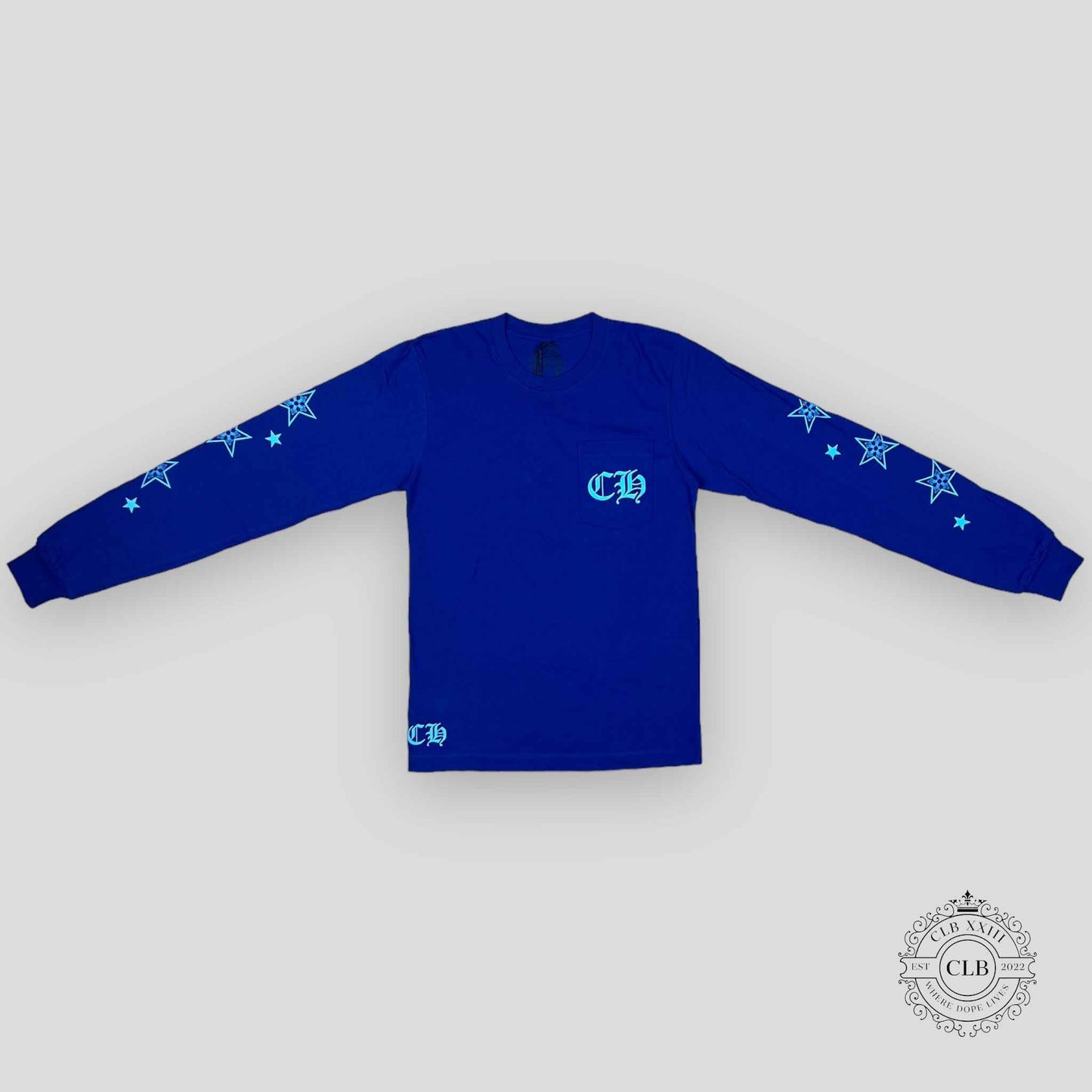 Chrome Hearts Lapis Stars Long Sleeve T-Shirt in Blue