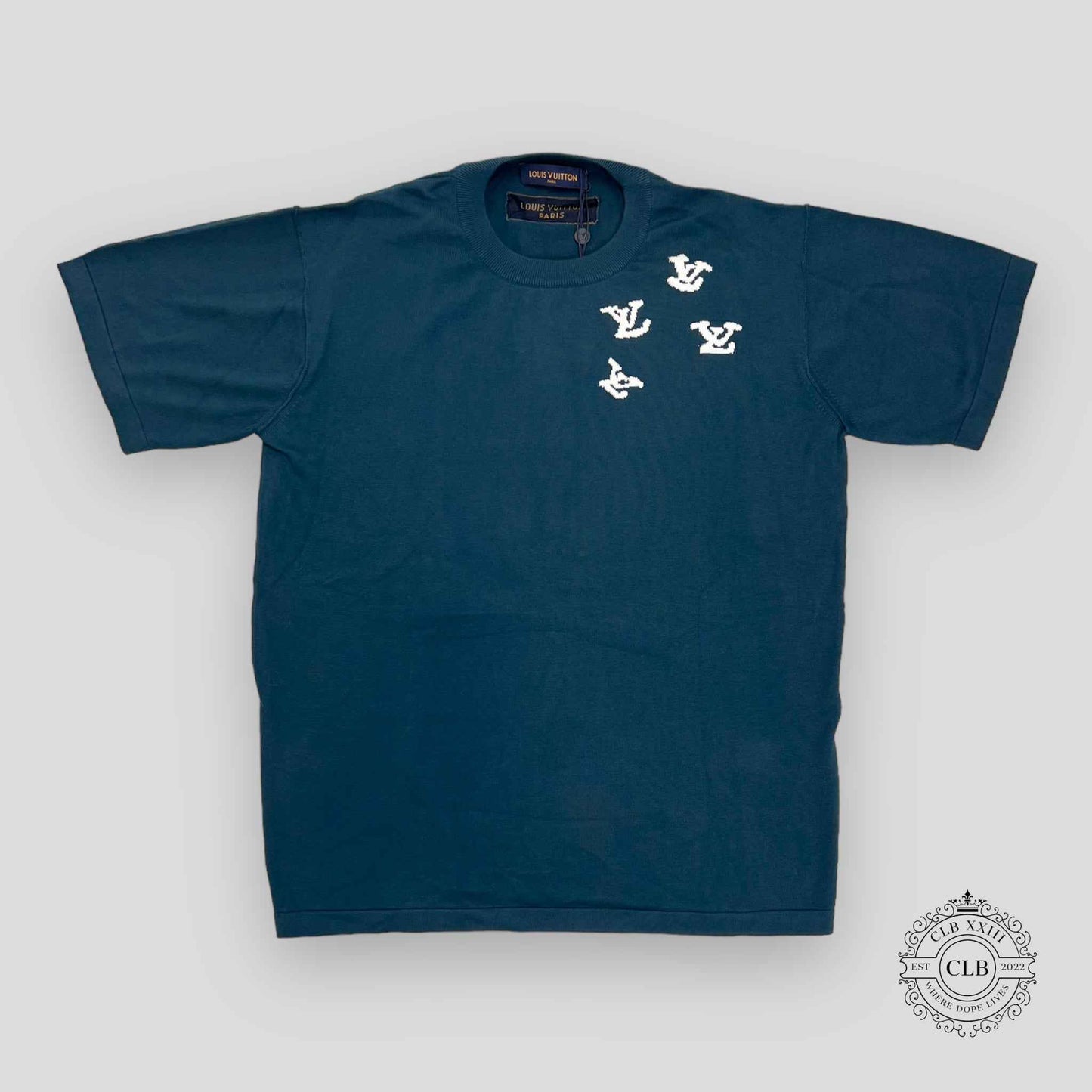 LOUIS VUITTON SIGNATURE SS KNIT CREWNECK - BLUE
