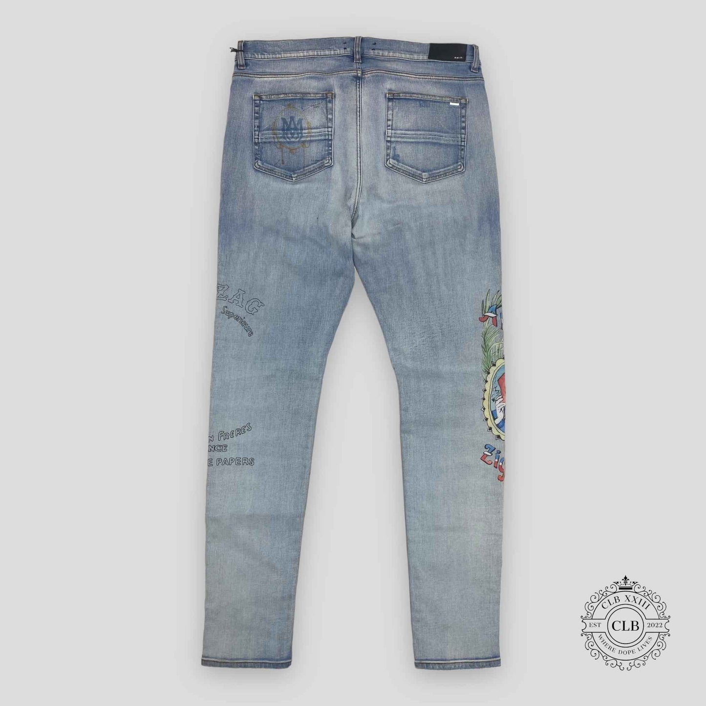 Amiri x Zig Zag Jeans in Light Indigo