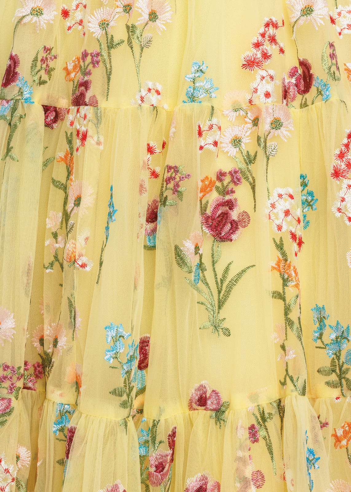 Margaret Floral Embroidered Midi Dress Yellow - JUSTLUXURY