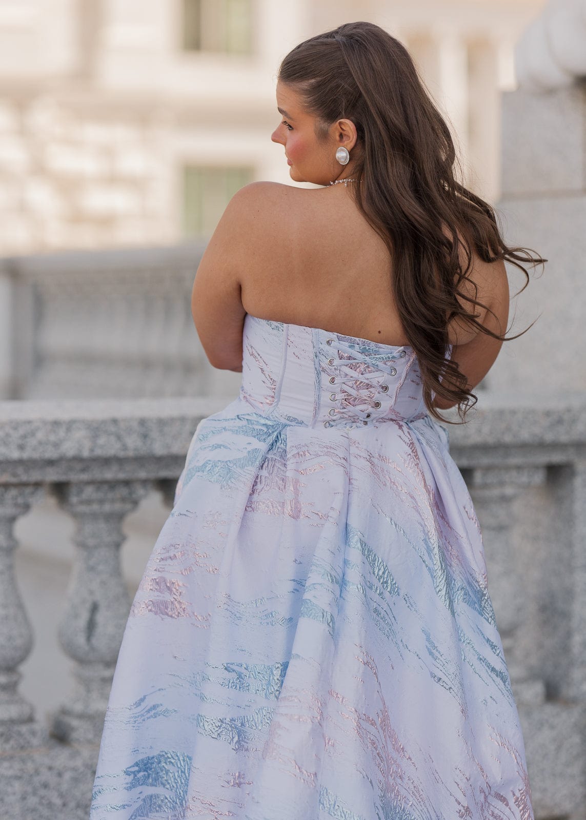 Nessa Metallic Dress - Blue - JUSTLUXURY