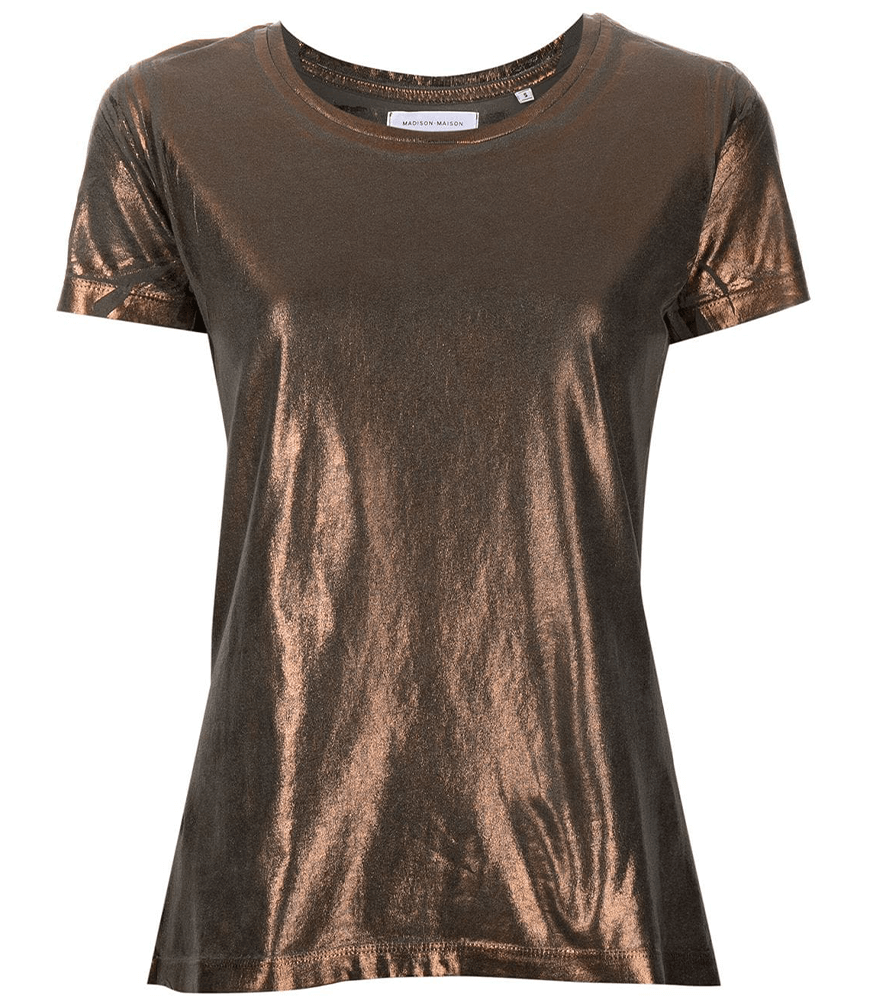 Metallic Coated Cotton T-Shirt - JUSTLUXURY
